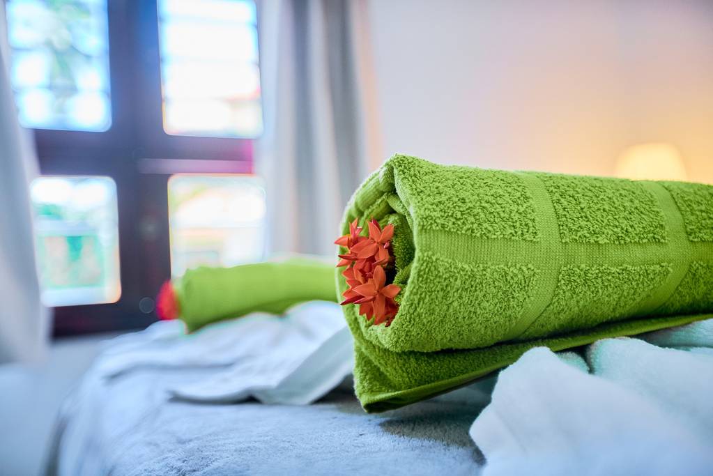 Each guest is provided with a set of towels. We change towels upon your request.