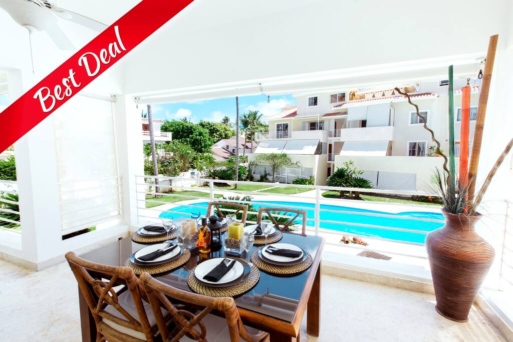 VIP Pool Deluxe Condo Beach Majestic with Terrace & Pool - Everything Punta Cana