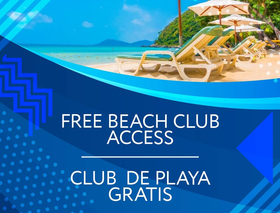 You recieve a card for beach club Soles, this card gives you discount for food/beverages. In case of purchases you can use umbrellas and loungers for free. If you do not want to buy anything then i can give you for free my umbrellas and beach chairs.