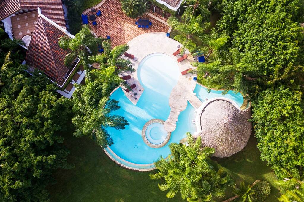 Birdview at the swimming pool