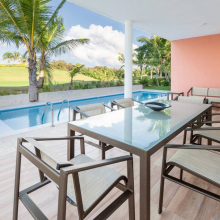 There is room for all guests on this terrace! Here you can sit comfortably and have fun, and you can also swim in the pool.