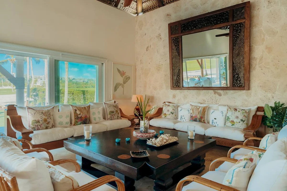 Spacious living room at the villa Cap Cana