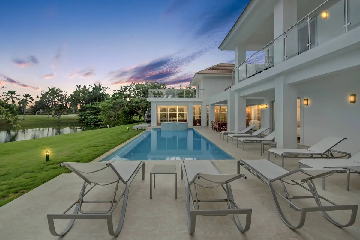 Terrace of the villa in the evening