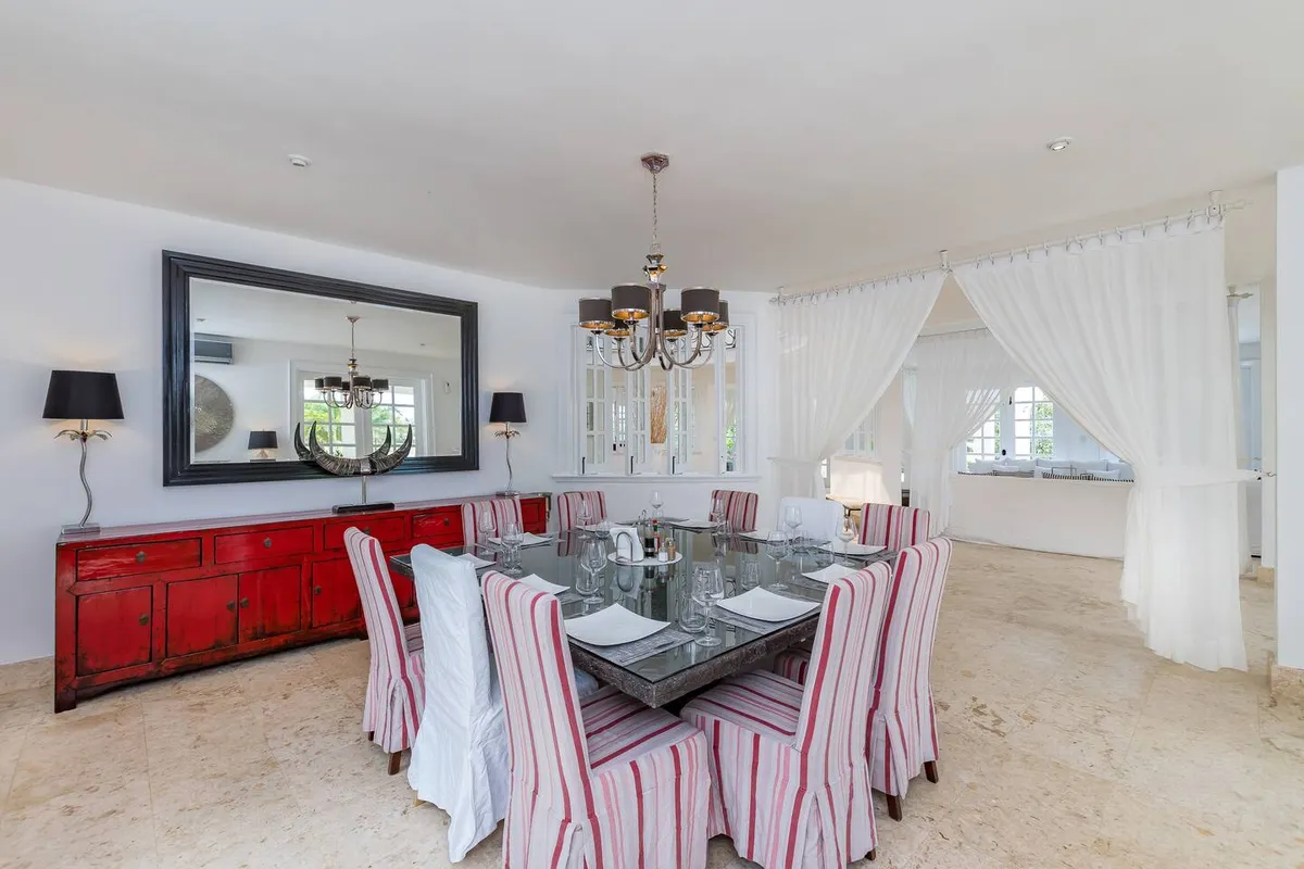 Kitchen and dining room inside the villa