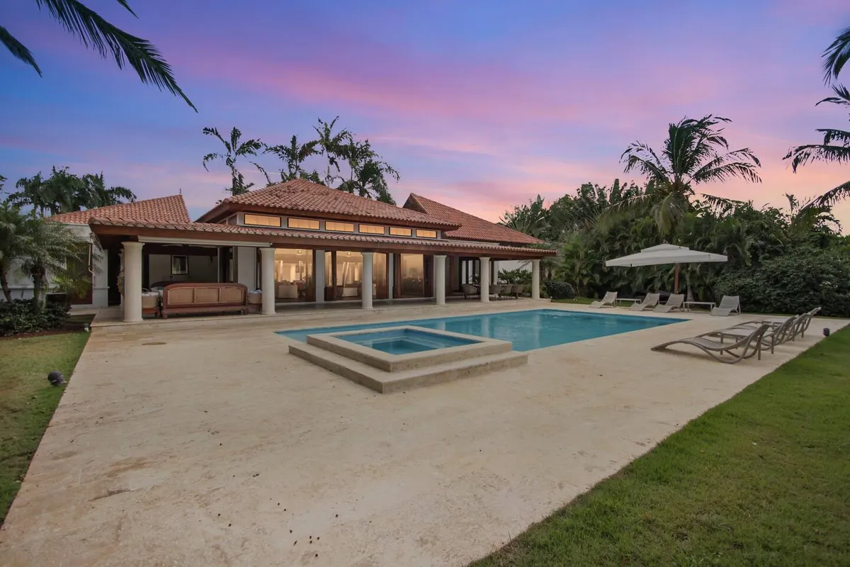 View of the villa in the evening