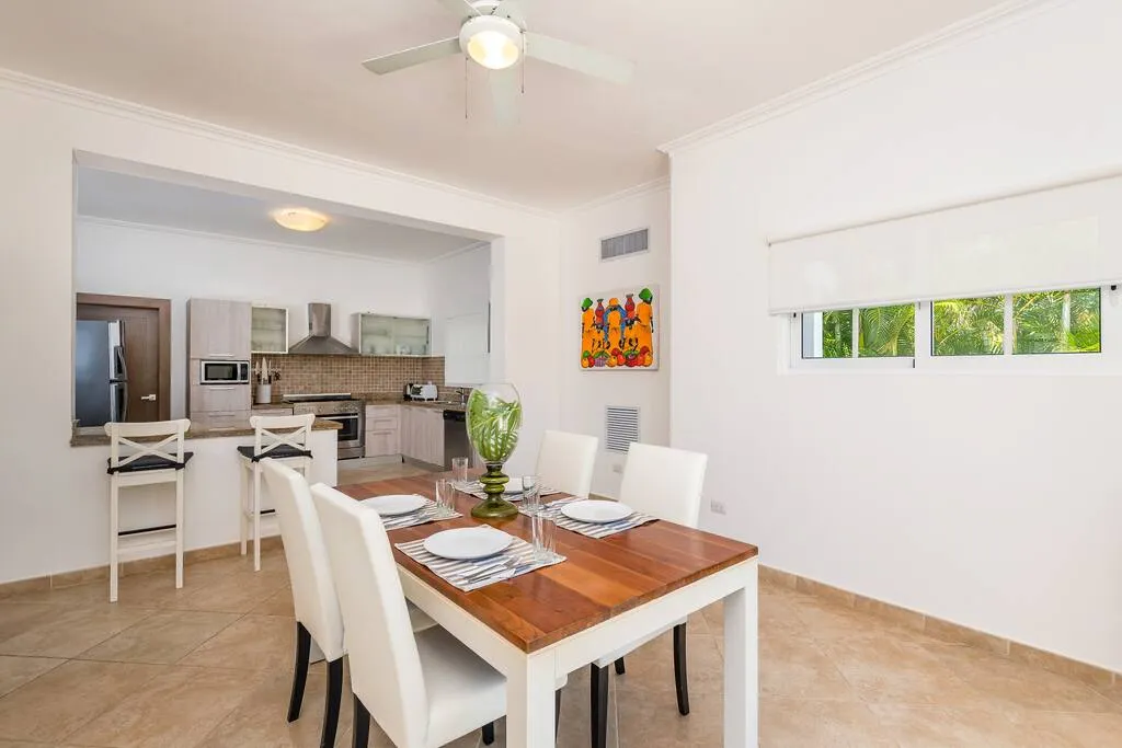 A bright and stylish dining room