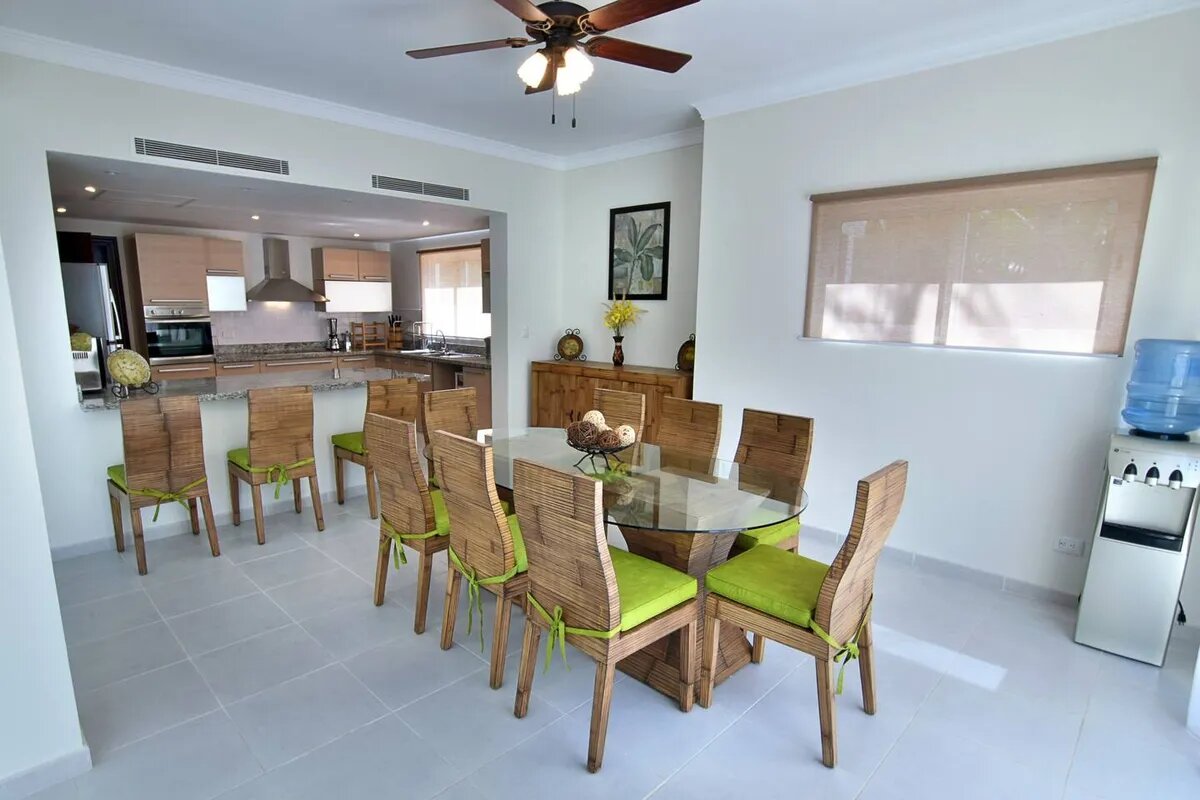 Spacious dining area at the villa