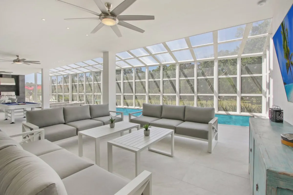 Spacious living room at the villa