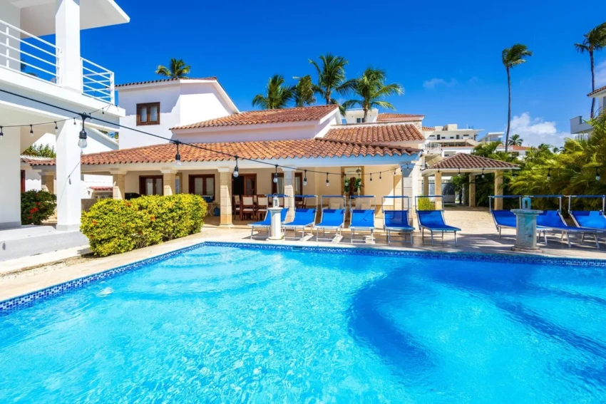 Terrace with a private pool at the villa