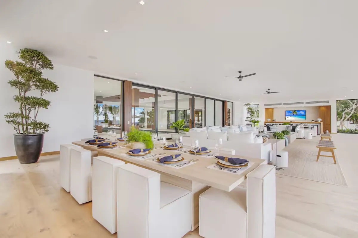 Spacious dining area at the villa