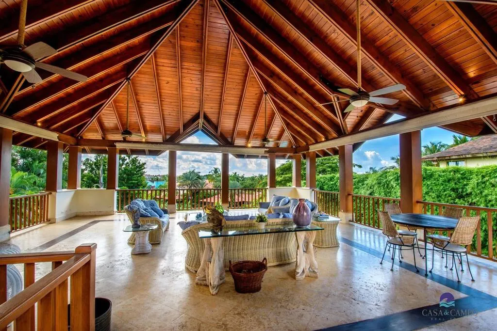 Spacious roofed terrace at the villa