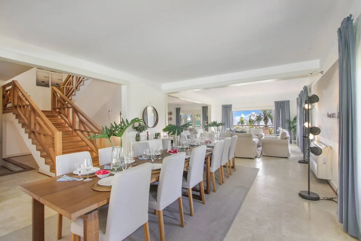 The villa has a large dining room that can accommodate all your friends and family