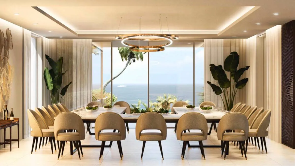 Stunning dining room with ocean views