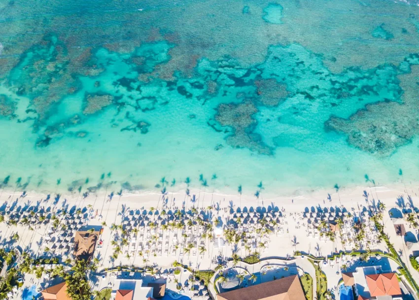 Bird's eye view of the beach in Punta Cana