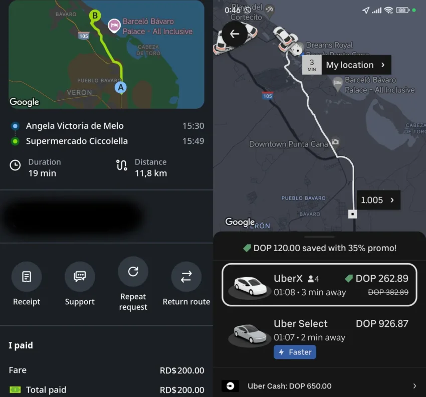 InDrive and Uber Prices Comparison