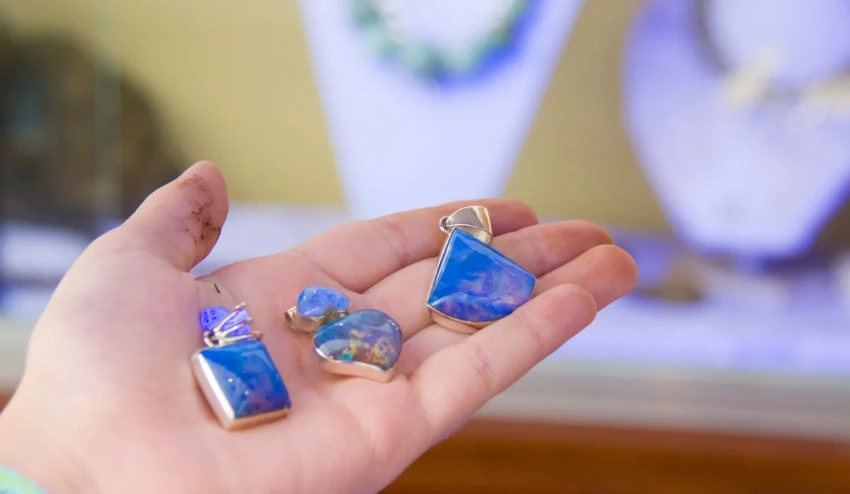 Pendants with blue amber Pendants with blue amber